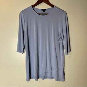 J. JILL WEAREVER Top Size L Lt Blue Boat Neck ¾  Sleeve Stretch Pullover Casual